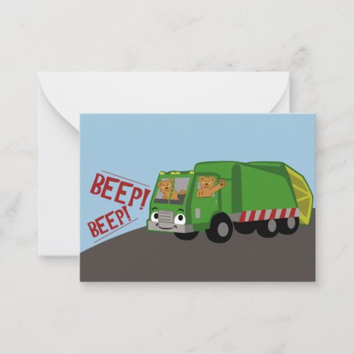 Bears Driving a Trash Truck  Note Card