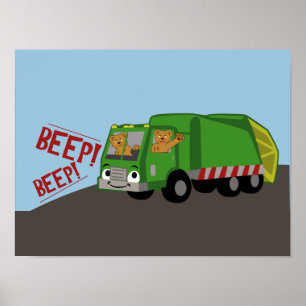 Bears Driving a Trash Truck Poster