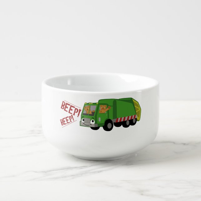 Bears Driving a Trash Truck Soup Mug (Front)
