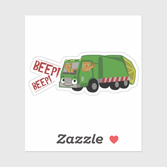 Bears Driving a Trash Truck Sticker (Sheet)