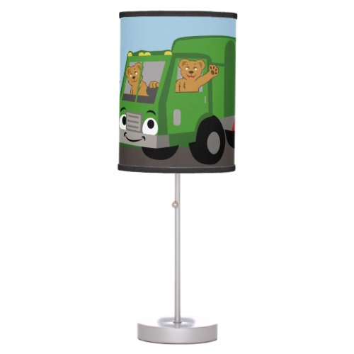 Bears Driving a Trash Truck Table Lamp