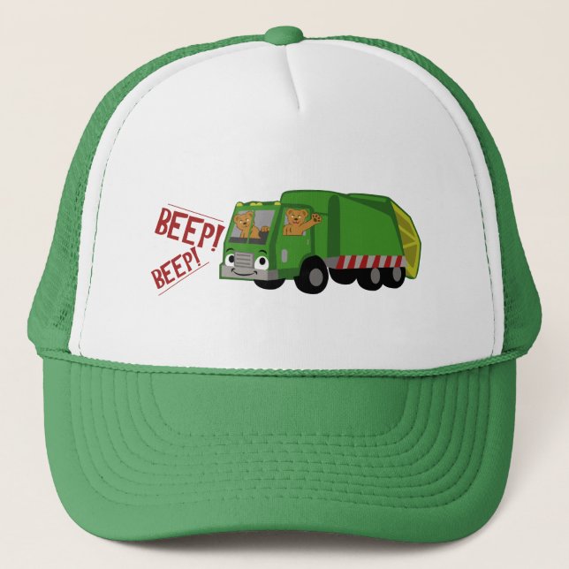 Bears Driving a Trash Truck Trucker Hat (Front)