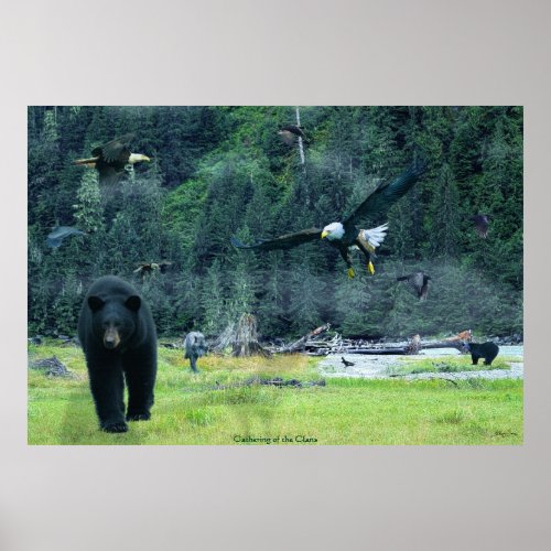 Bears Eagles Herons Ravens Wolves Wildlife Art Poster