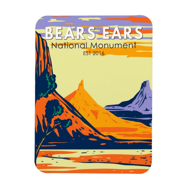 Bears Ears National Monument Utah Retro Magnet (Vertical)