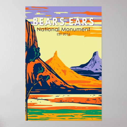 Bears Ears National Monument Utah Retro Poster