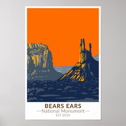 Bears Ears National Monument Utah Vintage Poster