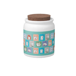 bears faces pattern candy jar