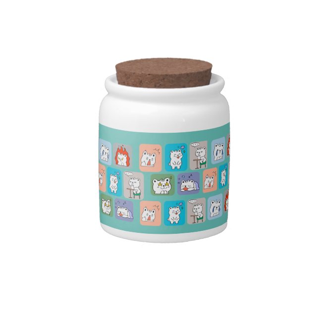 bears faces pattern  candy jar (Front)