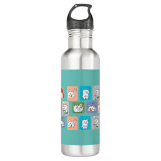 bears faces pattern  stainless steel water bottle