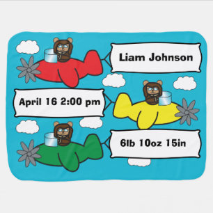 Bears Flying Planes Baby Blanket