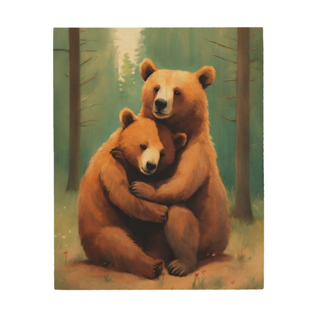Bears forest  wood wall art (Front)