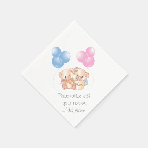 Bears Gender Reveal Baby Shower Party Napkins