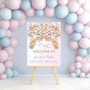 Bears Gender Reveal He or She Welcome Sign