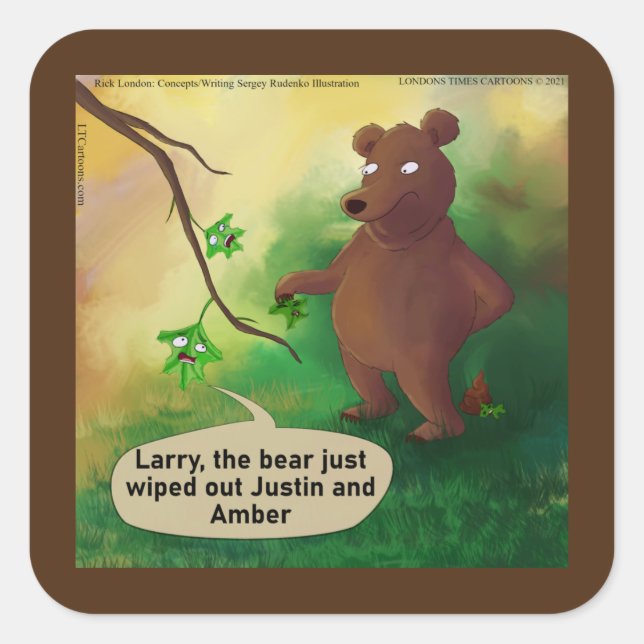 Bears Go In The Woods Funny Rick London Square Sticker (Front)