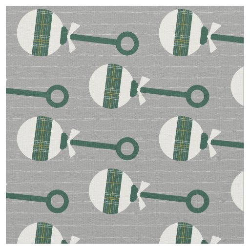 Bears Green Plaid Baby Rattle on Gray Fabric
