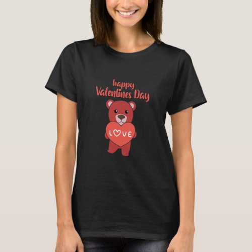 Bears happy Valentines Day Cute Animals With Hear T_Shirt
