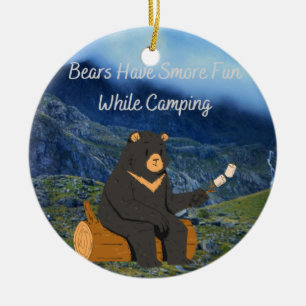 Bears Have Smore Fun While Camping Ceramic Ornament