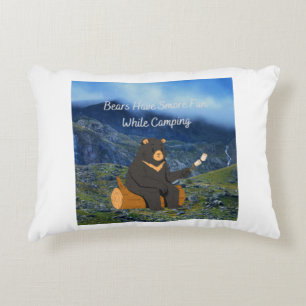 Bears have Smore Fun While Camping on a Accent Pillow