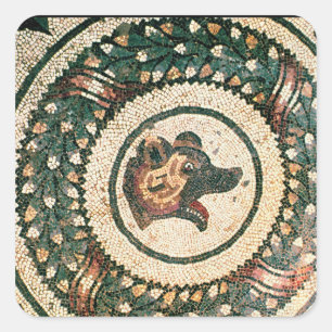 Bear's Head, Roman mosaic, early 4th century Square Sticker