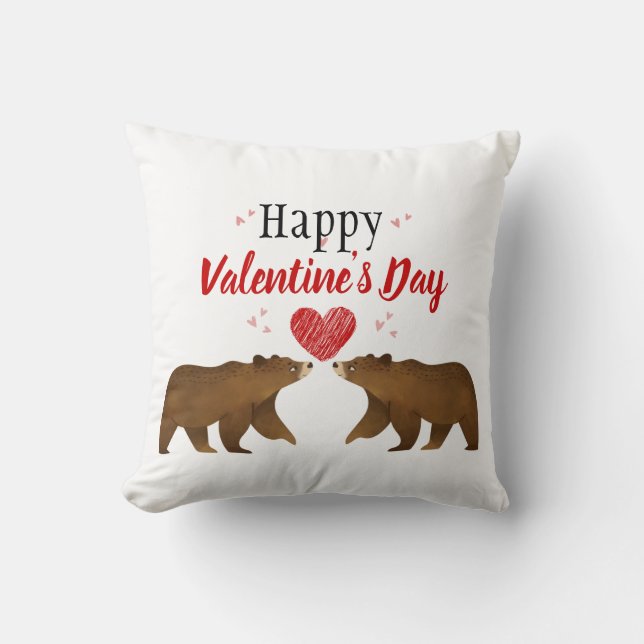Bears & Hearts Valentine's Day Pillow (Front)
