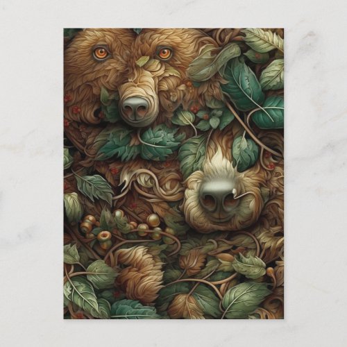 Bears Hiding In The Forest Postcard