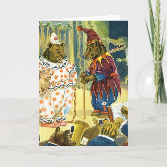 Bears in a Christmas Pageant in Animal Land Holiday Card (Front)