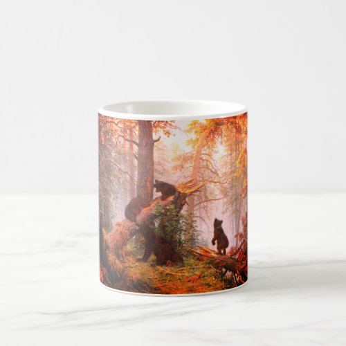 Bears in a forest art coffee mug