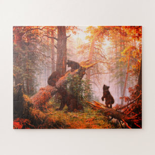Bears in a pine forest art jigsaw puzzle