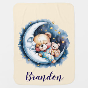 Bears in the Moonlight Boy Baby Shower Blanket