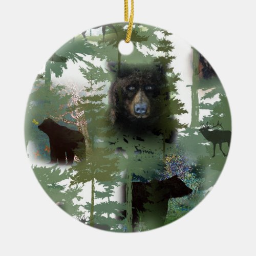 Bears in the Woods Ceramic Ornament