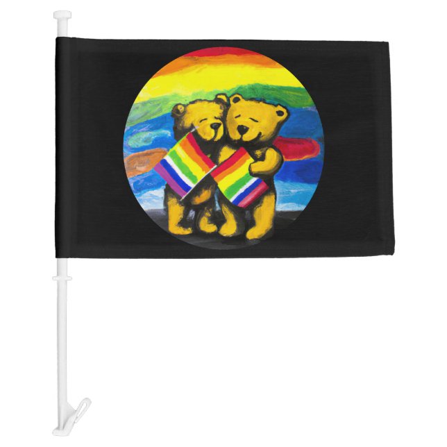Bears Love Couple LGBT Rainbow Flag (Front)