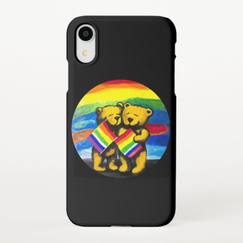 Bears Love Couple LGBT Rainbow Flag iPhone XR Case