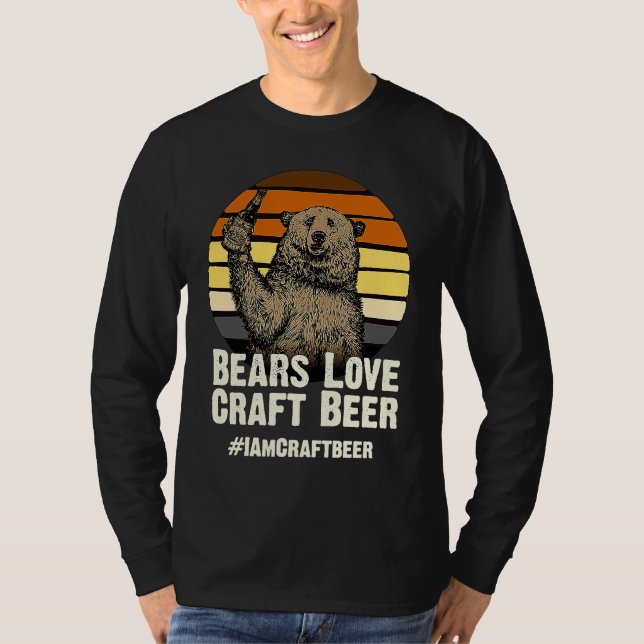 Bears Love Craft Beer Camping Grizzly Pride T-Shirt (Front)