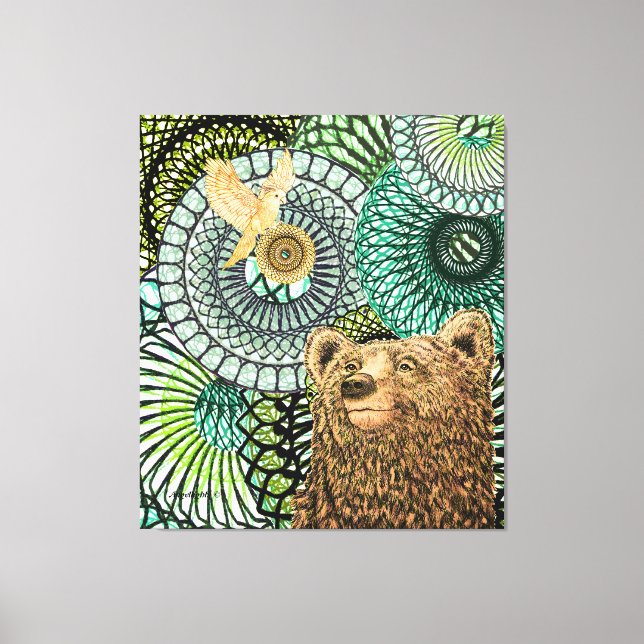 Bears Love Parakeets Canvas Print (Front)