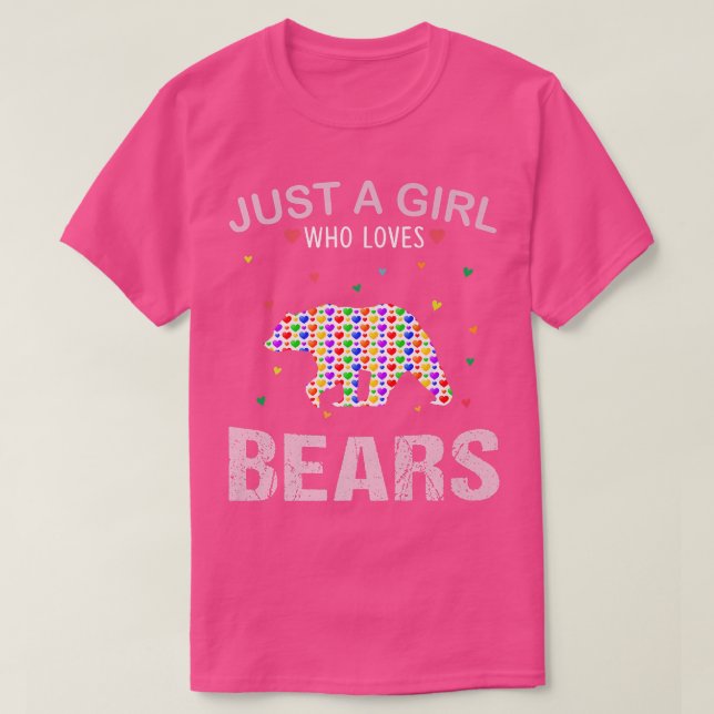 Bears Lover Girls Women Just a Girl Who Loves Bear T-Shirt (Design Front)