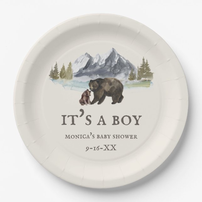 Bears Mountains Baby Shower  Paper Plates (Front)
