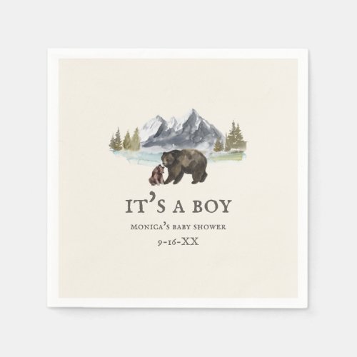 Bears Mountains Its a Boy Baby Shower  Napkins