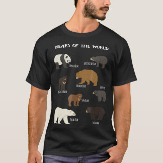Bears Of The World Grizzly Bear Panda Black Polar  T-Shirt