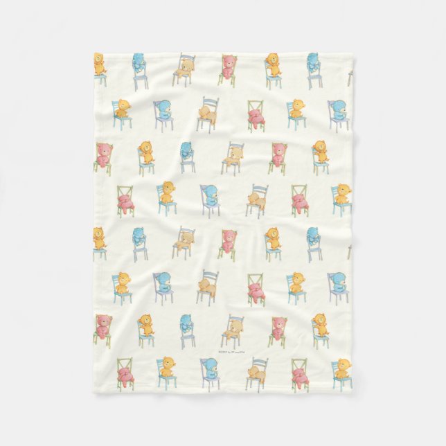 Bears On Chairs Pattern Fleece Blanket (Front)