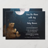 Bears Over the Moon Baby Shower Invitation