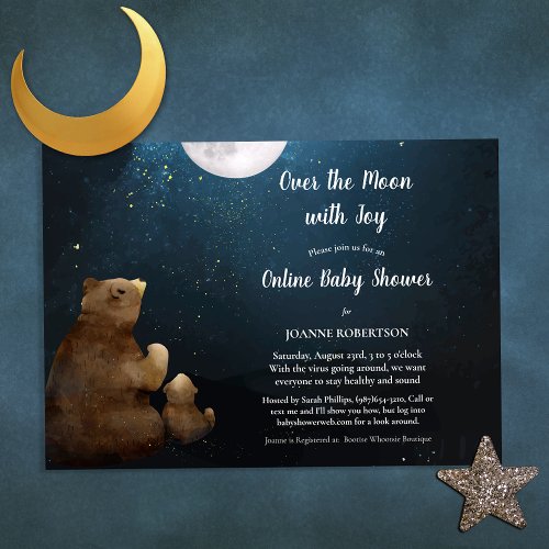 Bears Over The Moon Online Baby Shower Invitation