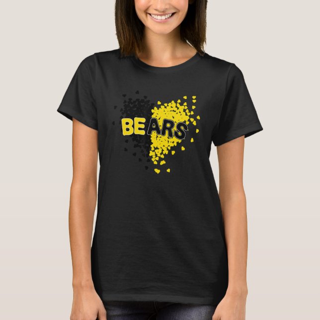 Bears Pride Teams School Spirit Black and Yellow H T-Shirt (Front)