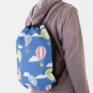 Bears & Rabbit Hot Air Balloon Day Out Drawstring Bag