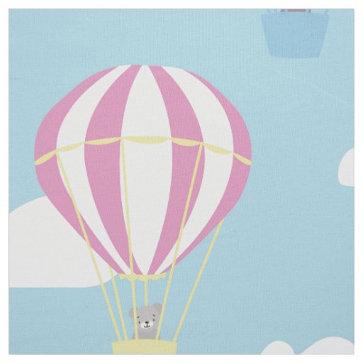 Bears & Rabbit Hot Air Balloon Day Out Fabric