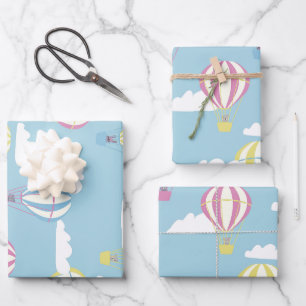 Bears & Rabbit Hot Air Balloon Day Out Wrapping Paper Sheets