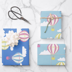 Bears & Rabbit Hot Air Balloon Day Out Wrapping Paper Sheets