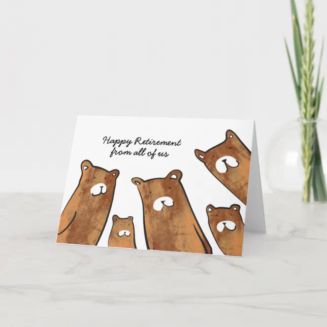 A retirement card with a brown bear design.