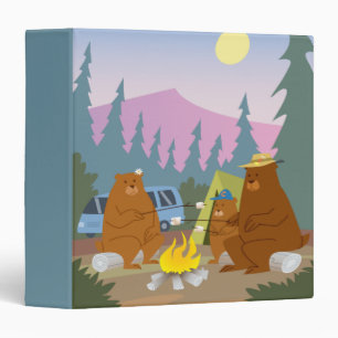 bears roasting marshmallows notebook 3 ring binder