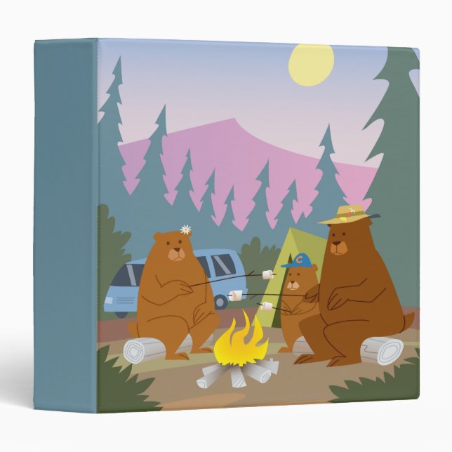 bears roasting marshmallows notebook 3 ring binder (Front/Spine)