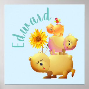 Bears, Rooster & Sunflower Tower Poster